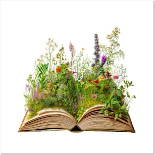 Various plants and flowers that grows in the pages of books Posters and Art